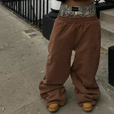 Hearujoy Y2K Vintage Sweatpants American Camouflage Double Waist Embroidered Streetwear High Street Oversized Unisex Cotton Sports Pants